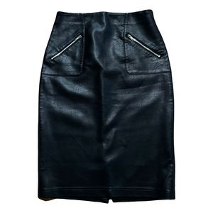 Zara Basic Black Faux Leather Pencil Skirt